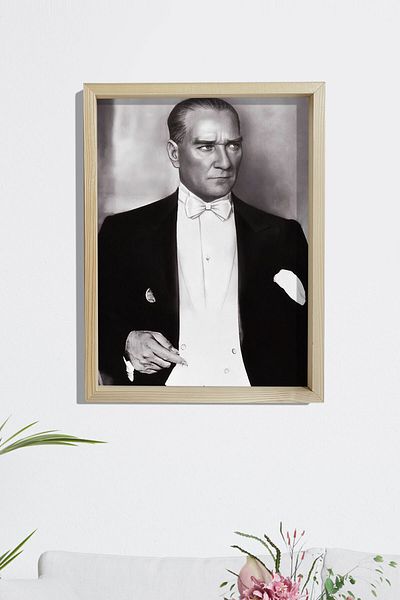 Dekor Loft Pictură Ataturk cu cadru din lemn de pin 33x44 cm