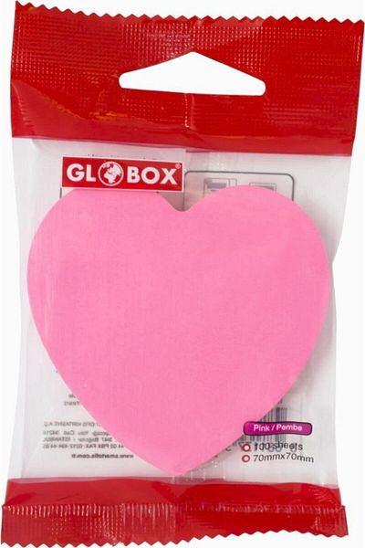 Globox Adhesive Note Paper 70x70mm Heart Shaped 100 Sheets