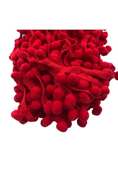 Yumuşakkeçe Red Ribbon Pompom/5 Meters