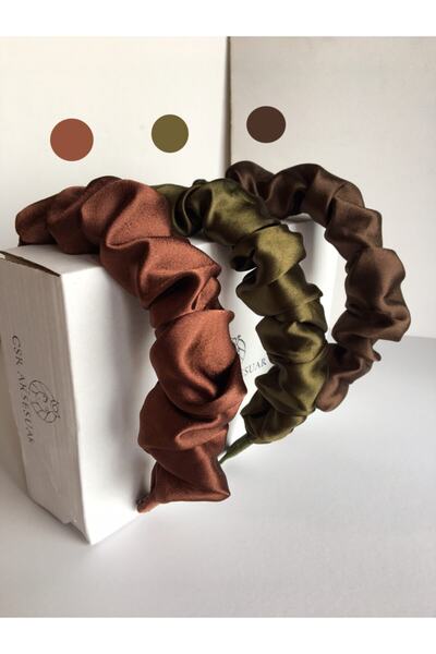 CSR AKSESUAR 3 Piece Gathered Satin Crown Set