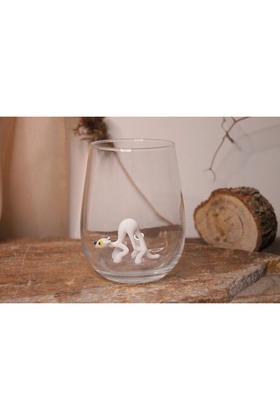 ADAMODART Single Water Cup with White Cat Figure