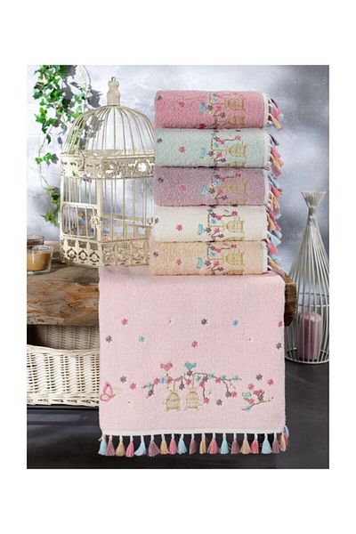 begenal home Cotton Flora Towel Set Cage 6 Pieces