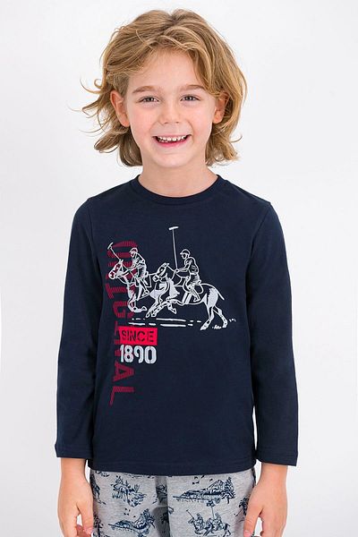 U.S. Polo Assn. Us715 U.S. Polo Assn Licensed Navy Blue Boy's Pajama Set