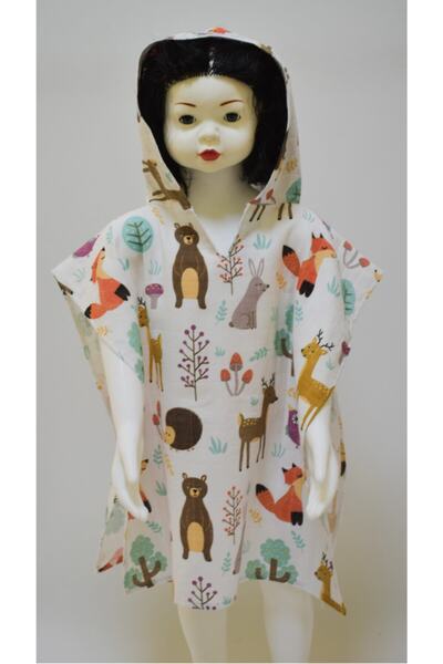 paris in paris Children's Bathrobe-Hooded Poncho 100% Organic Cotton Muslin F...