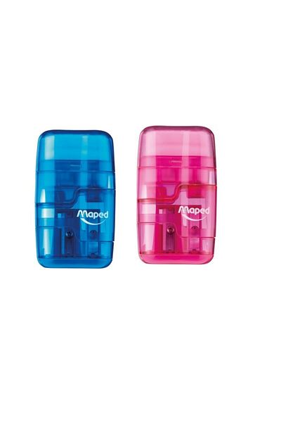 Maped Pencil Sharpener with Chamber and Eraser with Lid 2 in 1 2 Colors