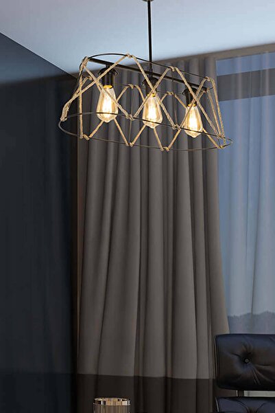 Modelight Selva 3lü Oval Avize Halatlı