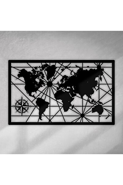 acargrafik Dekoratif Dünya Haritası Ahşap Tablo