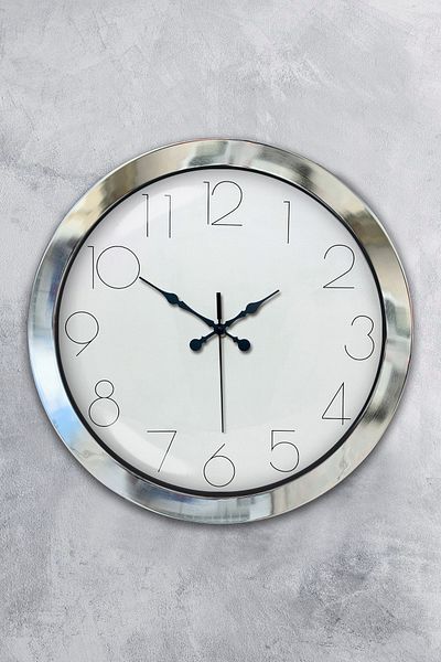 Kasva Concept Gift Office 36 cm Chrome Metal Modern Wall Clock