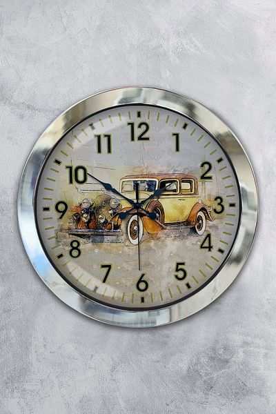 Kasva Concept 36 cm Chrome Metal Classic Car Wall Clock