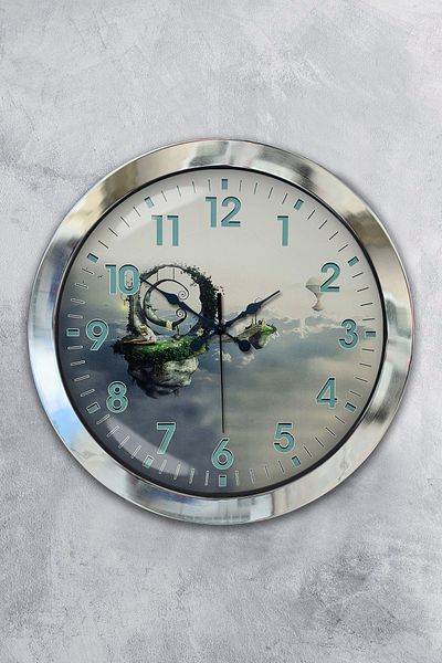 Kasva Concept Gift 36 cm Chrome Metal Air Wall Clock