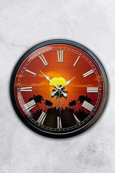 AİB STORE Δώρο 40 εκ. Μαύρο Μεταλλικό Ρολόι Τοίχου Sunset