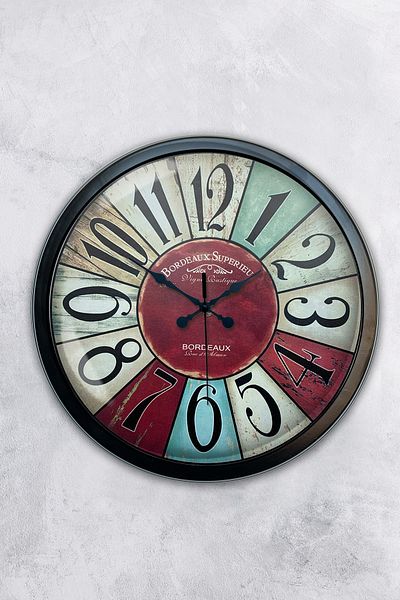 Kasva Concept Gift 40 cm Black Metal Bordeaux Wall Clock