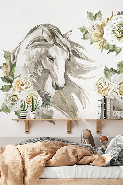 TUGİBU Duvar Sticker Seti At Temalı Çiçekli Dekorasyon