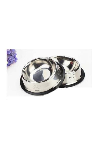 GND PET 2 Adet Metal Kedi , Köpek Mama Ve Su Kabı 16 Cm 8 Öz