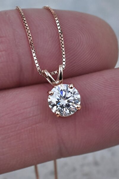 Crystal Diamond Zirconia 1 Carat Tektaş Kolye