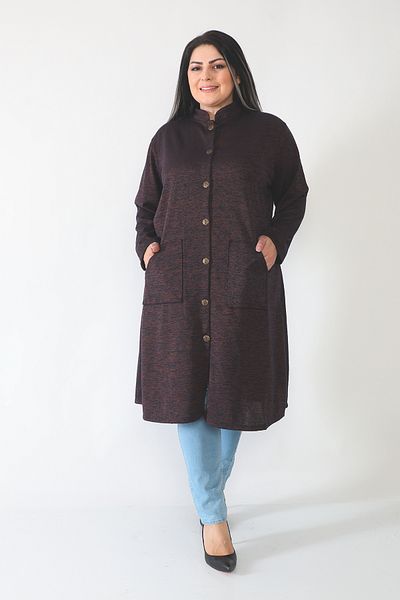 Şahbaz Plus Size Knee Length Seasonal Cardigan