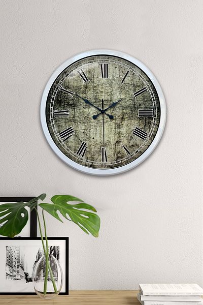 Kasva Concept 40 cm White Metal Antique Roman Wall Clock