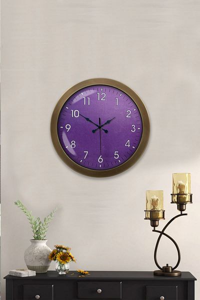Kasva Concept Gift 36 cm Antique Metal Purple Wall Clock