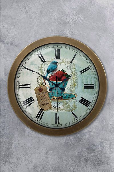 Kasva Concept Gift 36 cm Antique Metal Kitchen Wall Clock