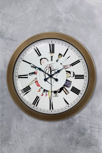 Kasva Concept Gift 36 Cm Tumbled Metal Beauty Salon Wall Clock