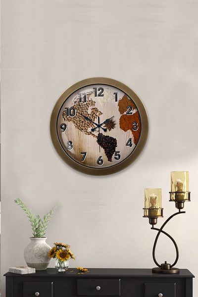 Kasva Concept Gift 36 cm Antique Metal Map Wall Clock