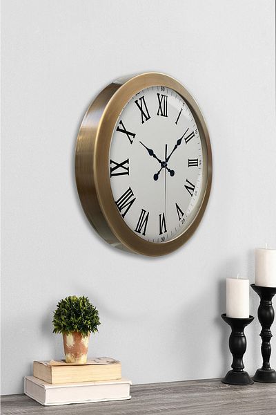 Kasva Concept Gift 36 cm Antique Metal Roman Numbered Wall Clock