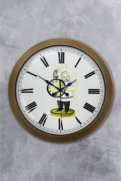 Kasva Concept Gift 36 cm Antique Metal Cook Kitchen Wall Clock