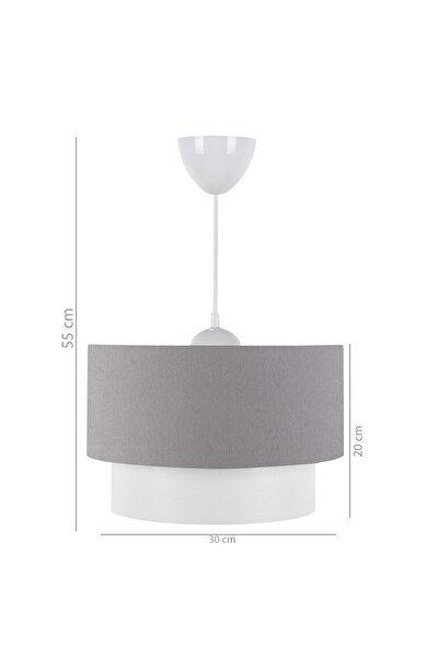 EvLight 2-Piece Living Room Chandelier Bedside Table Lampshade Set Gray