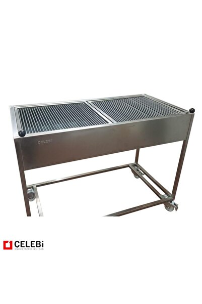 Çelebi Endüstriyel Mutfak Tekerlekli Büyük Mangal - Paslanmaz Çelik