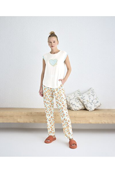 Sevim 14297 Nakışlı Pijama Takım
