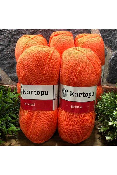 Kartopu Crystal K1212 - Φόρεμα 5 τεμαχίων πορτοκαλί πλεκτό με κορδόνι