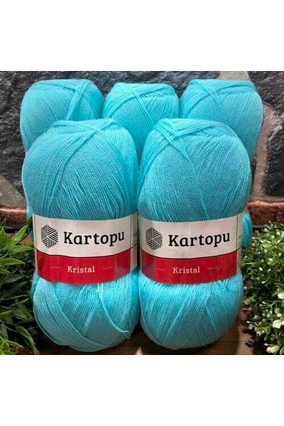 Kartopu Crystal K1553 5 τεμάχια νήματα κλωστής πλεξίματος χειρός ανοιχτό τιρκουάζ