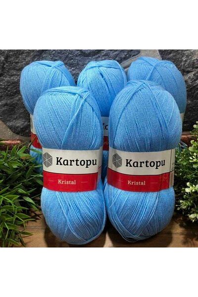 Kartopu Crystal K540 5 Pieces Fiber Thread Hand Knitting Thread Light Blue