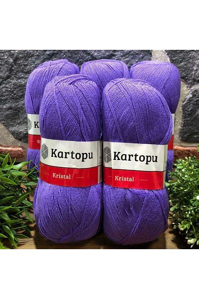Kartopu Crystal K703 5 Pieces Fiber Thread Hand Knitting Thread Purple