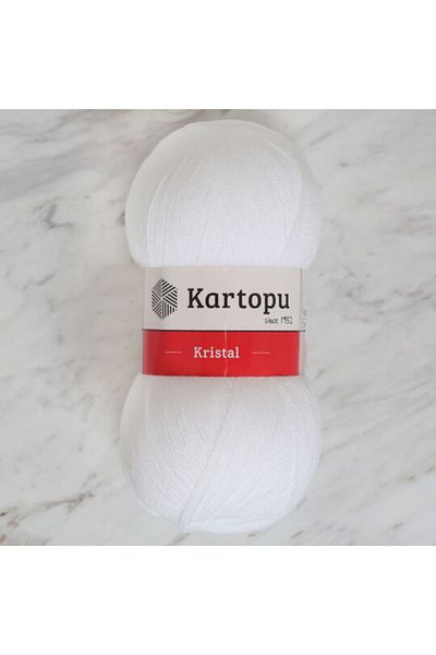 Kartopu Crystal K010 5 Pieces Fiber Thread Hand Knitting Thread Snow White