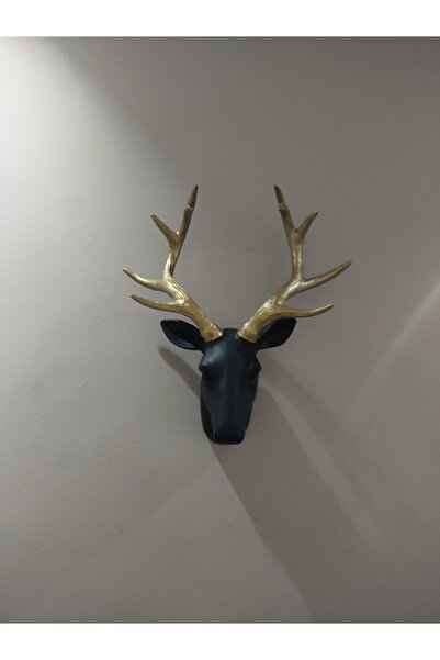 biomaxi plus Geyik Siyah& Altin Dekoratif El Boyamasi Geyik Kafası Duvara Asi...