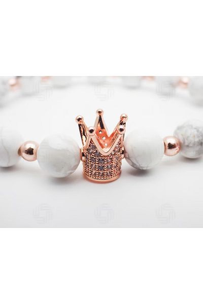 Padore Accessory From the Royal Family| Howlite Natural Stone Bracelet| Zirconium Detailed > Handcrafted