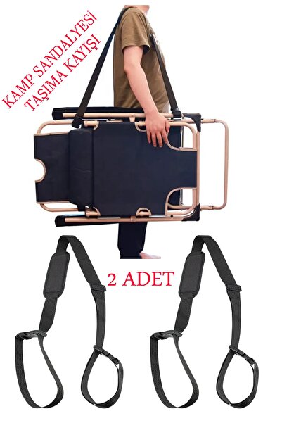 UTKU TASARIM Katlanır 2 Adet Kamp Piknik Sandalyesi Taşıma Kayışı Plaj Şemsiy...