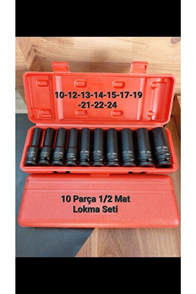 Tools 10 Parça 1/2 Derin Havalı Lokma Seti 6 Köşe Havalı Lokma