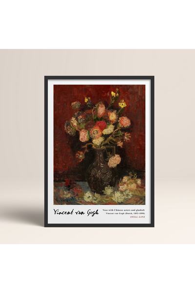 HOMEPACK Çerçeveli Vincent Van Gogh Tablo 30x40cm 40x60cm 50x70cm Siyah Beyaz Ahşap Çerçeveli Vangogh027