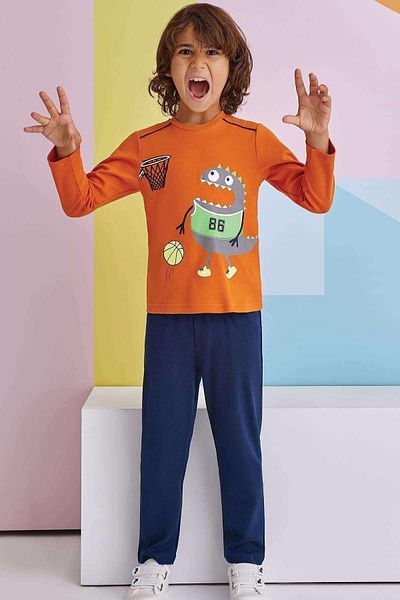 ROLY POLY Boy's Orange Navy Blue Tracksuit Pajama Set 1-8 Years 1304