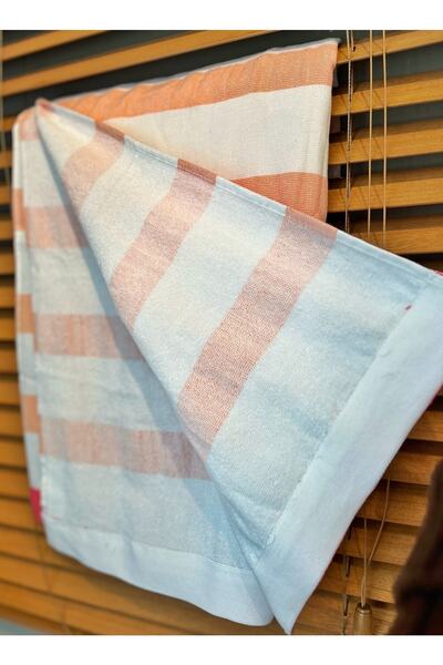 MORDRY Βαμβακερή ριγέ πετσέτα παραλίας 75x150 Λευκό-πορτοκαλί