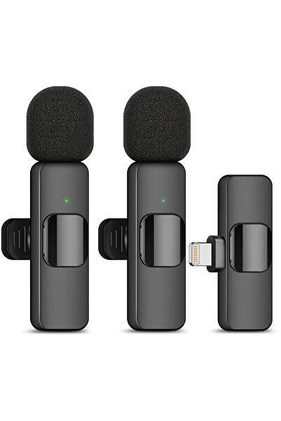 Asfal Iphone Uyumlu Ikili Kablosuz Yaka Mikrofonu, Wireless Ios Lighting Uyumlu Canlı Yayın Yaka Mikrofonu