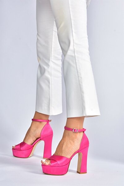 Fox Shoes Fuchsia Satin Fabric Platform Heeled Women's Evening Dress Shoes M348202504
