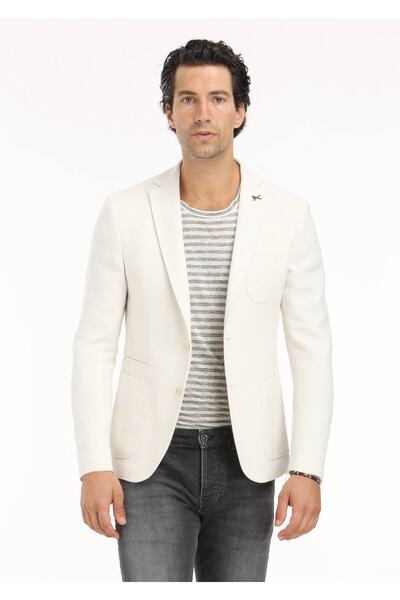 Ramsey Ekru Desenli Shirt Shoulder-slim Fit Pamuk Karışımlı Ceket