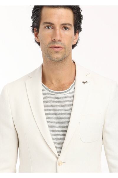 Ramsey Ekru Desenli Shirt Shoulder-slim Fit Pamuk Karışımlı Ceket