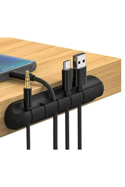 Root Made منظم كابلات ديكور مكتبي مكون من 5 قطع باللون الأسود