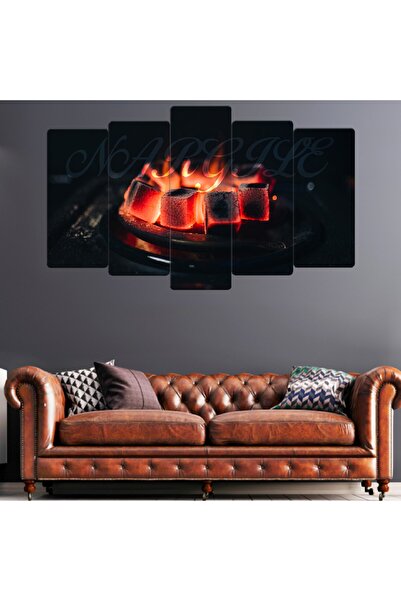 Zevahir Mobilya Dekorasyon Beşli Mdf Siyah Arka Planlı Yanan Nargile Kömürler...