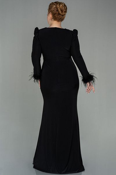 Abiyefon Long Sleeve Black Oversized Evening Dress - Abu2832