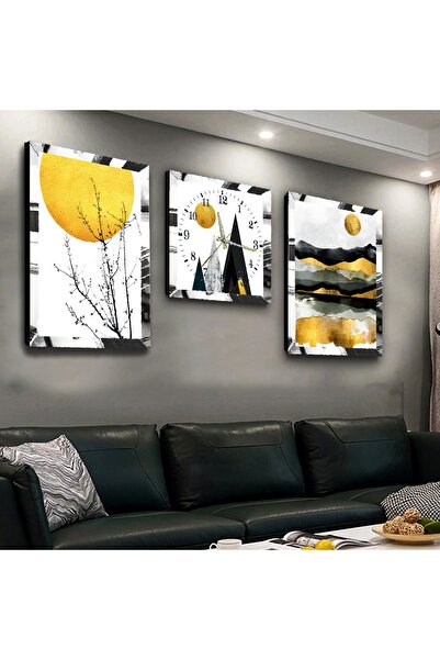 Zevahir Mobilya Dekorasyon Gümüş Aynalı Pleksi Çerçeveli Kolaj Çizim Üçlü Mdf...